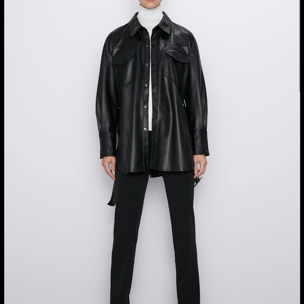Zara faux leather shirt jacket (never worn!)